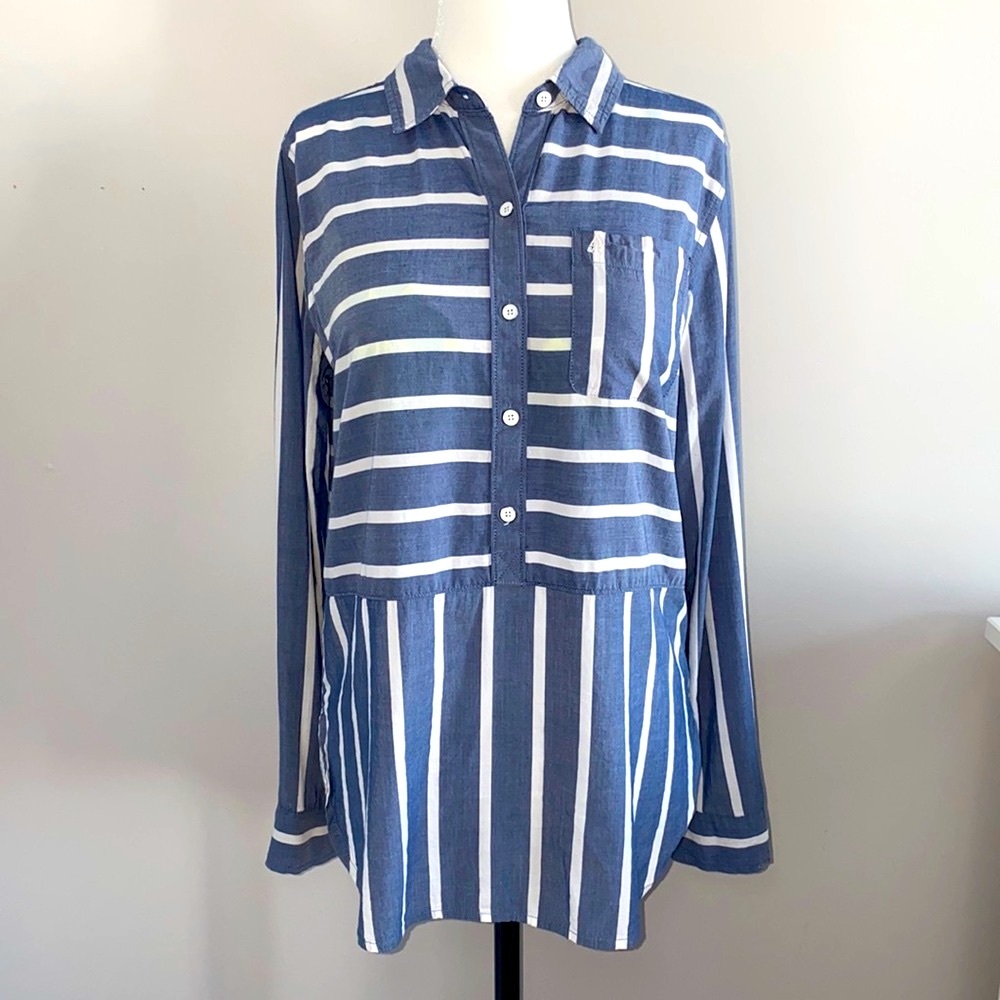 A&F Chambray Stripped Blouse - Picture 2 of 14